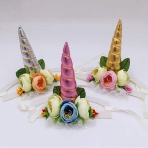 NWOT Pet Halloween Costume Unicorn Horn Headband for Dogs Cats with Flower